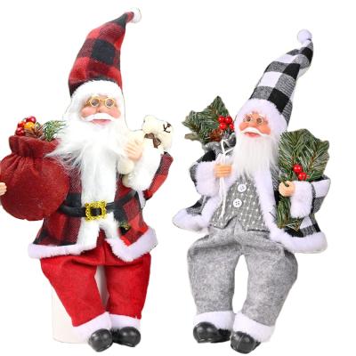 China Santa Claus Figurine With Red Sack High Quality Resin Cloth Christmas Decoration Shelf Sitting Pine Stand For Table Ornaments Home Decor for sale