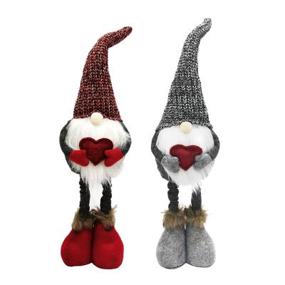 China Hot Sale High Quality Fabric Thanksgiving Day Gift Holding Heart Stand Interchangeable Knitted Plush Red Gnome For Christmas Valentine's Day Gift for sale