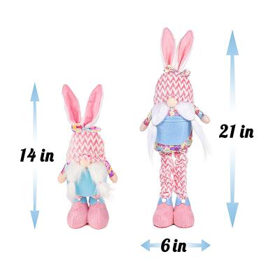 China Retractable Leg Bunny Easter Gnomes Decor Supplies Warm Handmade Eco-Friendly Faceless Plush Bunny Rabbit Spring Leg for sale