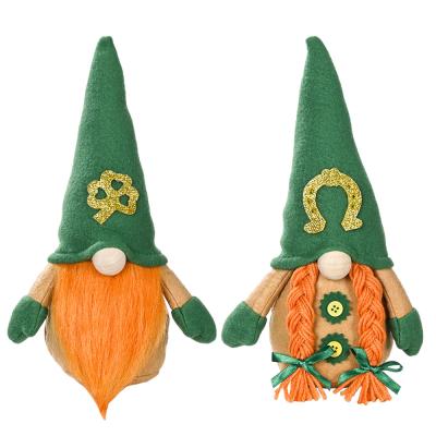 China St Patricks Day Handmade Gnome Green Irish Elf Swedish Gnomes Elf Ornaments Tray Home Tiered Decorations for sale