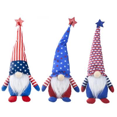 China 100% Eco-friendly 3pcs/set USA Tomte Nisse Plush Handmade Swedish Faceless Gnome For Independence Day Party Table Decor for sale