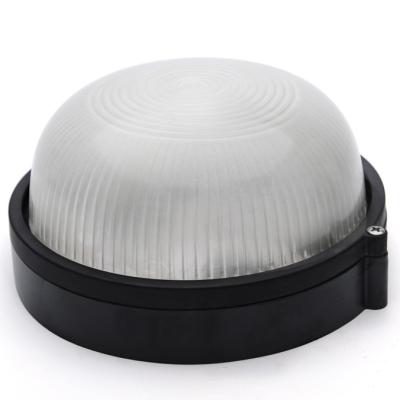 China E27 Tempered Glass Round Bulkhead Outdoor Wall Lamp For 100W Wall Light China Factory IP54 Classic Aluminum Body Bulkhead Passthrough for sale