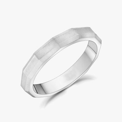 China FASHIONABLE 3MM Wide Geometric Style Faceted Matte Steel Ring Unisex Engravable Band for sale