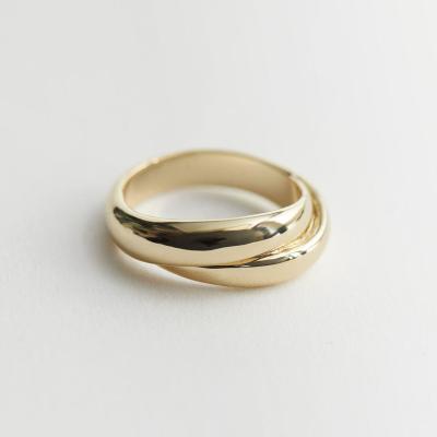 China FASHIONABLE Geomertic Style Twist Finish 316L Stainless Steel Gold Plated Ring for sale