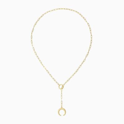 China FASHIONABLE Cresecent Moon Charm Stainless Steel 18K Gold Plated Pendant Necklace for sale