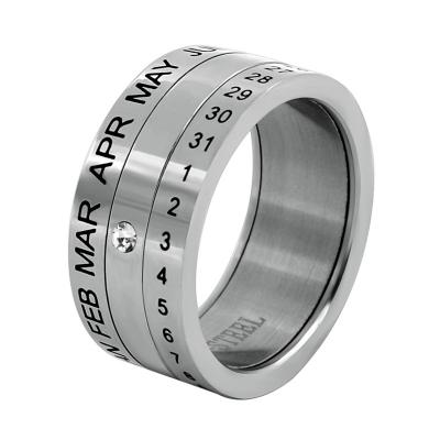 China New Punk Hot Sale Fashion Style Closing Date Stainless Steel Calendar Ring for sale