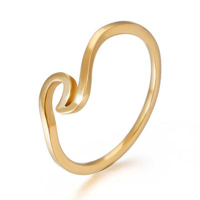 China FASHIONABLE Hot Sale Gold Rose Gold Plated Stainless Steel Wave Ring For Women for sale