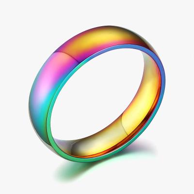 China FASHIONABLE New Design Popular Multi Color Plated Stainless Steel Rainbow Ring Jewelry Wholesale for sale