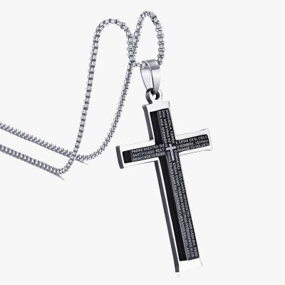 China TRENDY Hip Hop Style Delicacy Stainless Steel Black Color Bible Laser Cross Pendant for sale