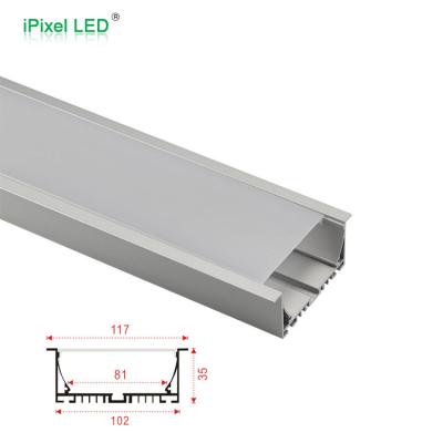 China Aluminum led lgiht shade 117x35mm recessed wall or ceiling mounting aluminum led profile for 81mm wide led light bar for sale