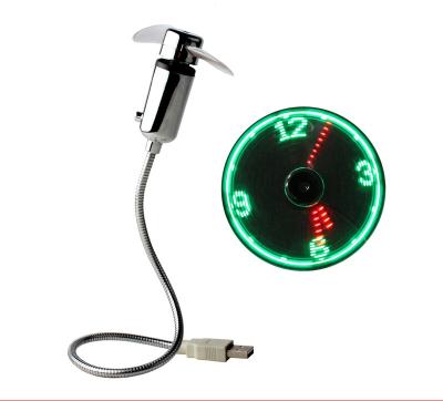 China LED time display & Time Setting USB Clock Fan With Real Time Display LED Portable Flexible Clock Fan For Computer Laptop Wholesale UF-211-07D 40cm Length NC computer ; GUA for sale