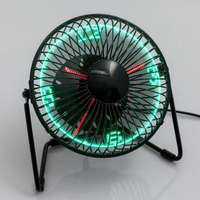 China Hotel Metal 5/6 Inch USB Mini Table Fan with LED Clock Temperature Message Time Display Fan for Home Office School for sale