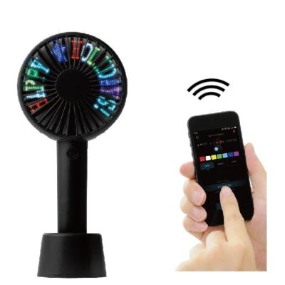 China With LED Lights 2022 New Portable Bluetooth Hand Led Message Fan Rechargeable Battery Programmable Fan With Led Handheld Mini Electric Fan for sale