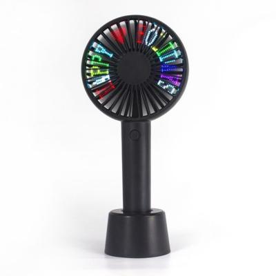 China With LED Lights Personal Portable Hand Fan With Colorful LED Message Lights USB Rechargeable Electric Fan Handheld Air Cooling Mini Fan for sale