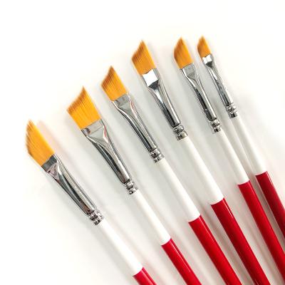 China For Painting China Wholesale 6Pieces Factory Price Paint Brushes Nylon Hair Angled Head Brush Set for sale