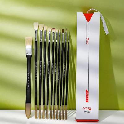 China Miniature Artist Paint Brush Set Hair Art Paintbrush Pen Brushes Custom 11Pcs Wooden Handle Detail Acrylic Nylon Fine Brush Watercolor Brush With Box for sale