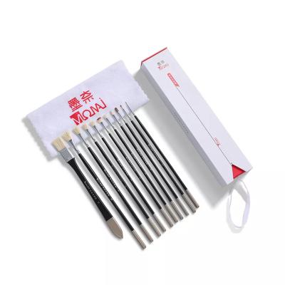 China Long Wooden Handle Art Supply Artist Nylon Brush Synthetic Art Paintbrush Pen Brushes 11Pcs for sale