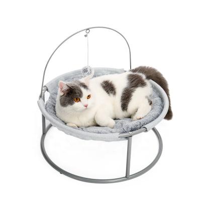 China Canada Sustainable Warehouse Detachable Pet Bed Round Cat Bed Plush Cat Hammock Bed Gray for sale