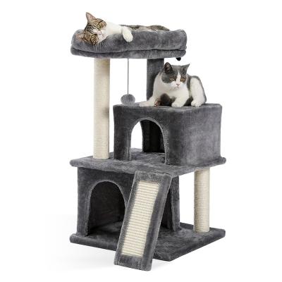 China Spacious Stored Cat Tree With Sisal Scratching Perch From Canada Warehouse Modern Double Post Accommodations for sale