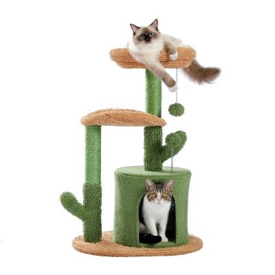 China Canada Warehouse Stocked Cactus Cat Tree Tower With Sisal Lining Cozy Post Housing Perches for sale