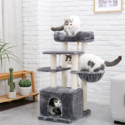 China Warehouse Stocked Modern Canada Cat Tree Condo Tower With Lining Spacious Post Perch Hammock for sale