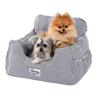 China Sustainable Drop Shipping Pet Sofa Bed Cat Dog Car Seat Bed With Seat Belt And Removable Cushion for sale