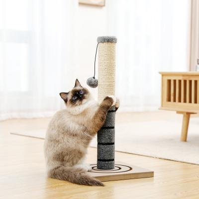 China Rope Stocked Cat Scratching Post With Cat Toy Interactive Sisal Dangling Ball Drop Shipping for sale