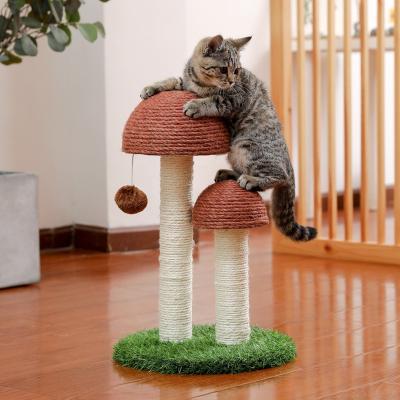 China US Stocked Running Free Shipping Cat Tree Scratcher Cat Scratching Mushroom Pole With Dangling Ball for sale