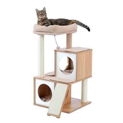 China Cat Tree Wooden Cat Tower High Quality Stocked Cat Scratching Tree with Luxury Housing for sale