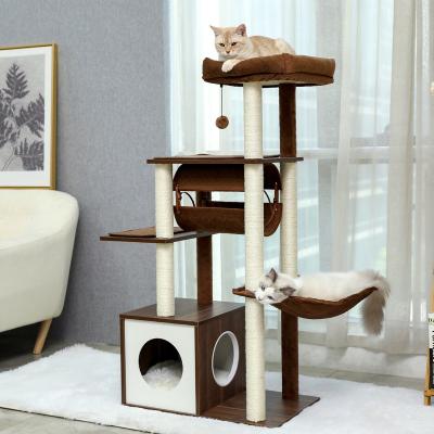 China Stocked US Stocked Free Stock Shipping Cat Tree Modern Cat Tower Luxury With Sisal Lining Mail Cat Condo for sale