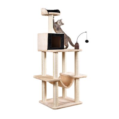 China Sustainable Multilevel Stable 360 ​​Degree Rotating Tower Cat Condo Scratcher Tree Pet Play House for sale