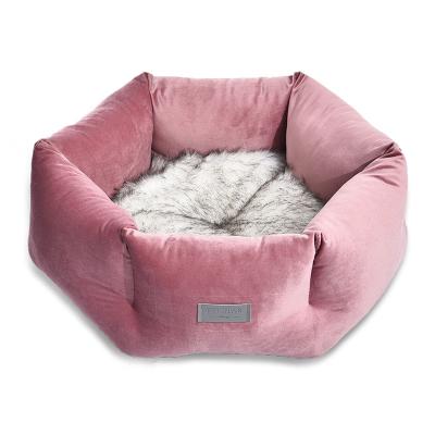 China Waterproof Luxury Hexagon Soft Comfortable Pink Dog Bed for sale