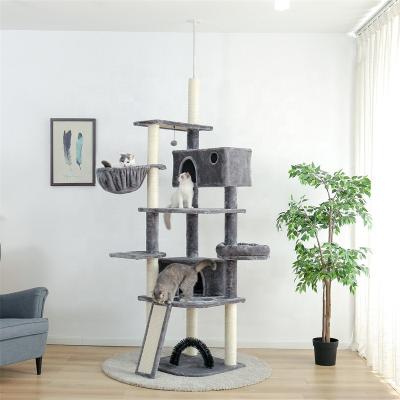 China Canada Warehouse Stocked Multi-Layer Luxury Floor to Ceiling Cat Scratching Tree Gray for sale