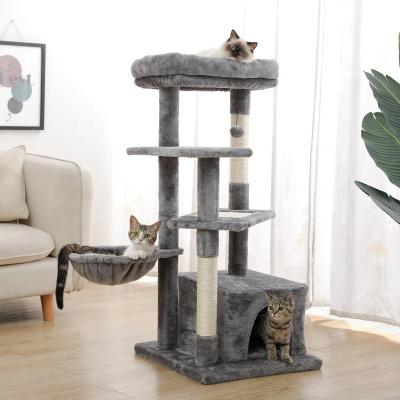 China Stocked Cat Scratching Tree With Spacious Housing Hammock Perch From Canada Warehouse for sale