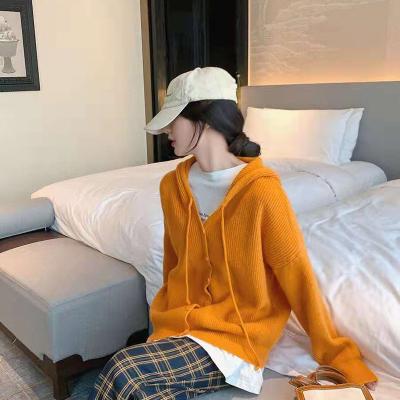 China 2021 Autumn Korean Style Coat Anti-wrinkle Loose Casual Straight Women's Hooded Cardigan for sale