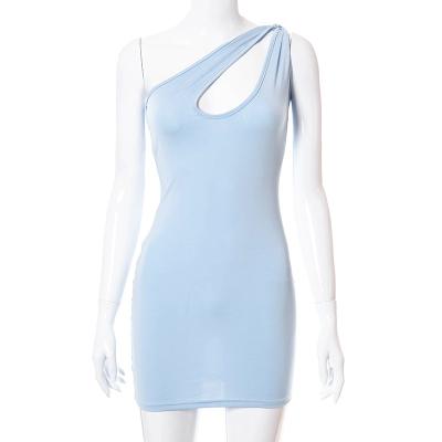 China 2021 Anti-Wrinkle New Summer Sexy Chest Wrap One-Shoulder Bodycon Nightclub Dress For Women for sale