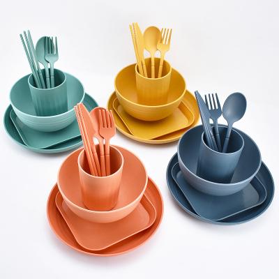 China China Supplier Customized Eco-Friendly Plastic Wheat Straw Dinner Set Home Party Light Weight Dinnerware Tableware Set For Kid for sale