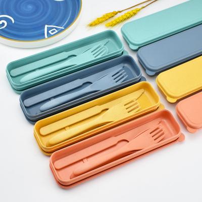 China Viable Flatware Supplier In Straw Fiber Biodegradable Children Reusable Plastic Wheat Free Plastic Running Bpa Set Nordic Camping Cutlery Set Sale for sale