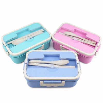 China 2021 New Style Eco Food Grade Portable Thermal Biodegradable Adult Office Microwavable Wheat Straw Bento Plastic Lunch Box With Handle for sale