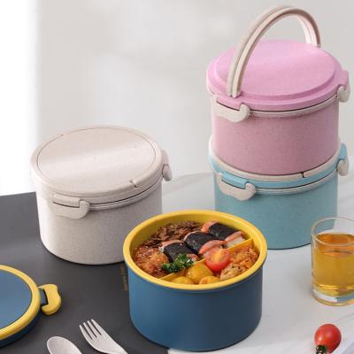 China Sustainable Hot Amazon Spun Wheat Straw Food Grade PP Food Warmer Bento Plastic Eco Friendly Sealable Hot Adult Lunch Box With Handle for sale