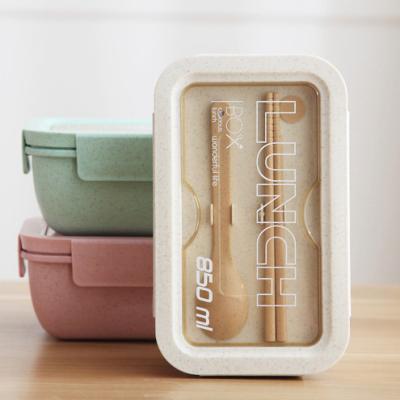 China Custom Heatable Japanese Thermal Safe Eco Friendly Fiber Wheat Lunch Box Food Microwave Microwave Bento Box Heatable Straw For Picnic for sale