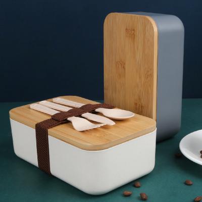 China Microwavable Biodegradable Wooden Square Bamboe Sublimation Sealed Bento Kids Clip Bamboo Lid Lunch Box for sale