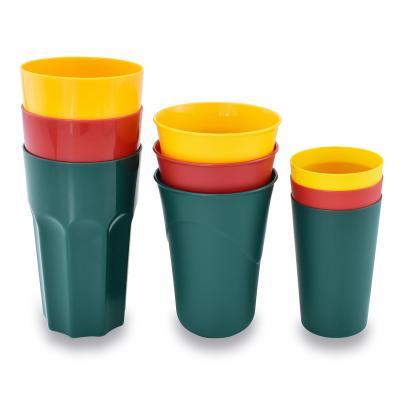 China Traditional Hot Selling 400ML Beer Indoor Cheap Recyclable Eco-Friendly Red Juice Plastic Drinking Cup Breakfast Cereal Mug Set For Kids for sale