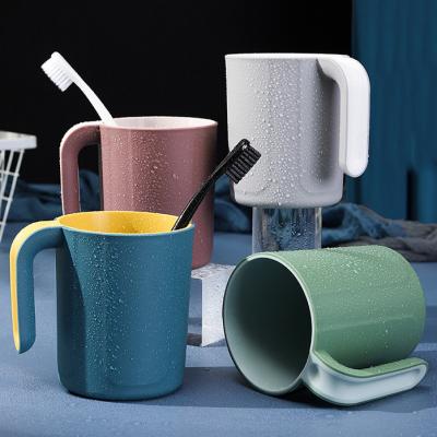 China New Design Bathroom Japanese Single Viable Plastic Washable Double Cup Reusable Bpa Eco pp Wall Free Coffee Mug With Handle for sale