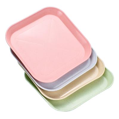 China New Arrival Reusable Single Square Plastic Microwave Cheap Sustainable Kitchen Wheat Straw Fiber Dish Biodegradable Dishes For Restaurants for sale