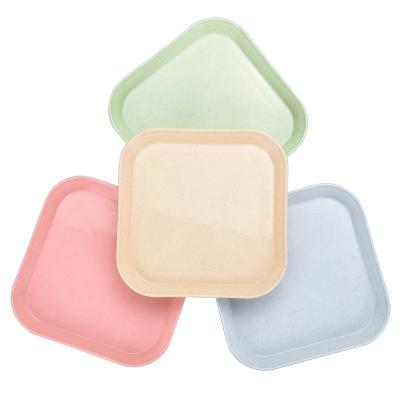 China Top Selling Custom Logo and Color Sustainable 6 Inch Nordic Wheat Straw Cake Dish Set Food Grade Serving Dish Eco-Friendly Plastic Dishes for sale