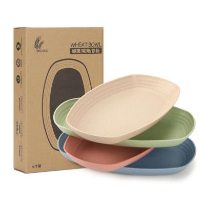 China Nordic Safe Plastic Reusable Kitchen Reusable Wheat Dish Wheat Dish Restaurant Oval Fish Dish Set Wholesale Viable Straw for sale