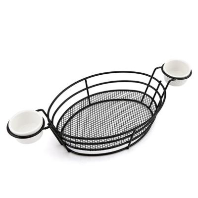 China Viable Hot Selling Shipping Metal Mesh Basket Kitchen Accessories Stainless Steel Black Bread Basket Colander Kitchen Basket for sale