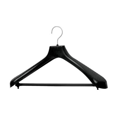 China Minimalist Thick Custom Plastic Coat Hanger Maker For Hanger Bar With Metal Hook for sale