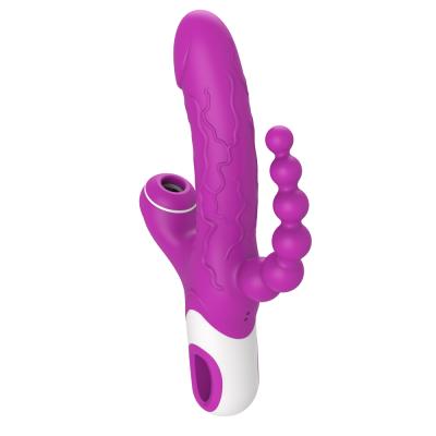 China 90min 2022 New Style Hot Selling Triple Vibrating Massager Vibrator Rabbit G Vibrator Spot Sucking Stimulation For Women for sale